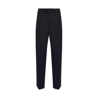 AMI PARIS Black Solid Slim Fit Straight-Leg Zipper Casual Pants HTR419VI0007-001