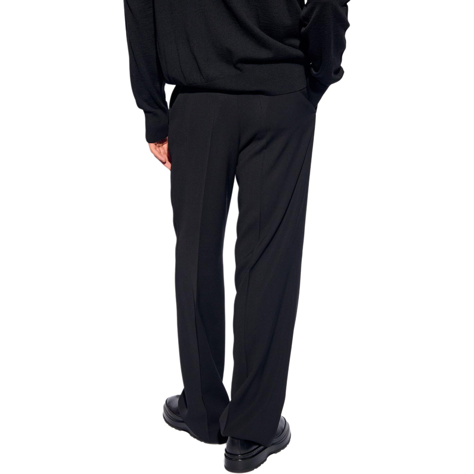 Shop Pantalones Casuales Negros Slim Fit de Pierna Recta con Cremallera AMI PARIS HTR419VI0007-001