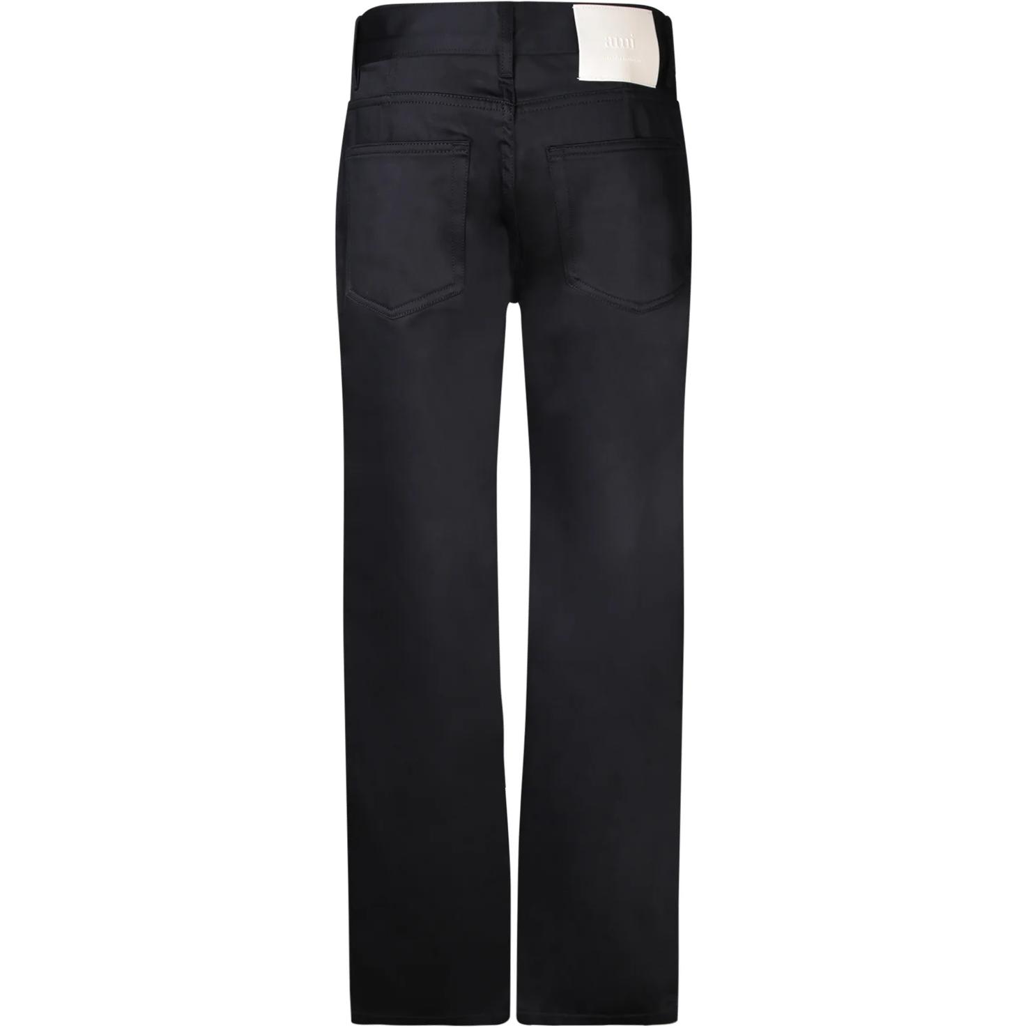 Lookbook AMI PARIS 黑色直筒运动裤带徽标补丁. HTR500CO0009-001