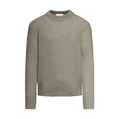 AMI PARIS Brown-Grey Solid Color Crewneck Long Sleeve Sweater HKS026KN0021-281