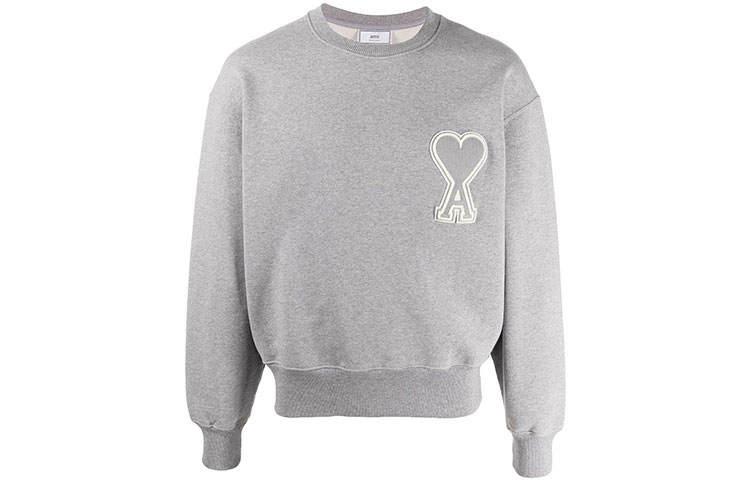 AMI Paris  Classic Heart Logo Sweatshirt Grey Color. A20HJ037747-055