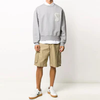 Lookbook AMI Paris Classic Heart Logo Sweatshirt Grey Color. A20HJ037747-055