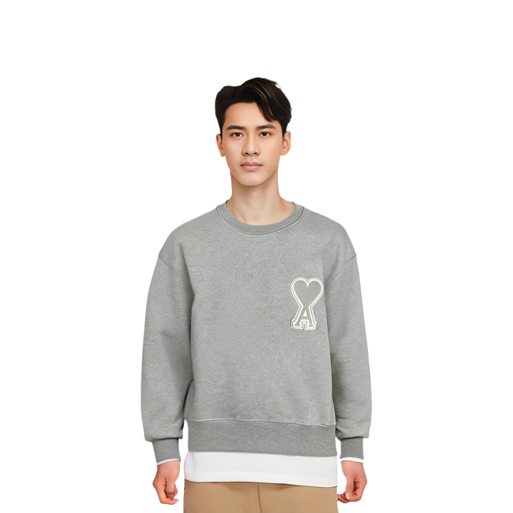 Details for 아미 파리 클래식 하트 로고 스웻셔츠 그레이 색상. A20HJ037747-055