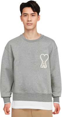 아미 파리 클래식 하트 로고 스웻셔츠 그레이 색상. A20HJ037747-055 Details for 아미 파리 클래식 하트 로고 스웻셔츠 그레이 색상. A20HJ037747-055