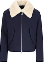 AMI PARIS Colorblock Wool Bomber Jacket with Zipper - Blue HJK060WV0049-4011 AMI PARIS Colorblock Wool Bomber Jacket with Zipper - Blue HJK060WV0049-4011
