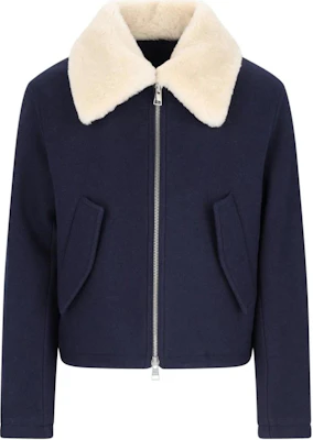 AMI PARIS 拼色羊毛拉鍊飛行夾克 - 藍色 HJK060WV0049-4011 Buy AMI PARIS 拼色羊毛拉鍊飛行夾克 - 藍色 HJK060WV0049-4011