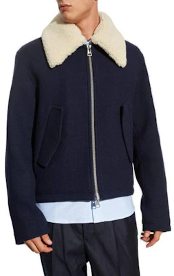 AMI PARIS 拼色羊毛拉鍊飛行夾克 - 藍色 HJK060WV0049-4011 Purchase AMI PARIS 拼色羊毛拉鍊飛行夾克 - 藍色 HJK060WV0049-4011