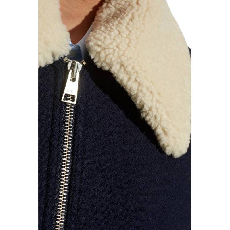 AMI PARIS  Colorblock Wool Bomber Jacket with Zipper - Blue HJK060WV0049-4011 圖 7
