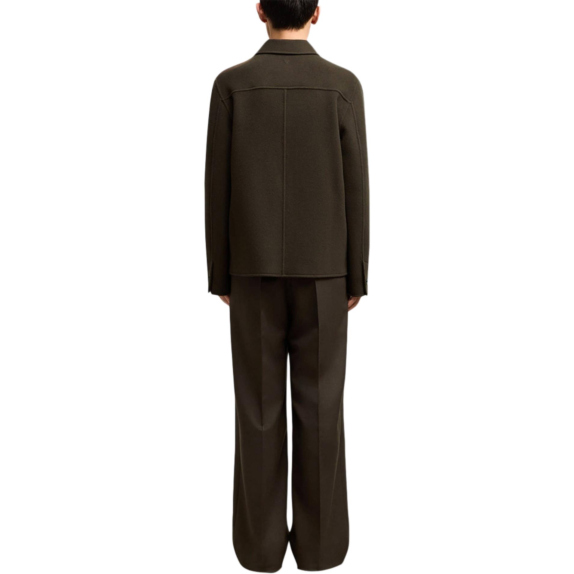 AMI Paris  Double-Sided Wool Long Sleeve Button-Up Jacket Coffee Brown. HJK268WV0022-BROWN 圖 4