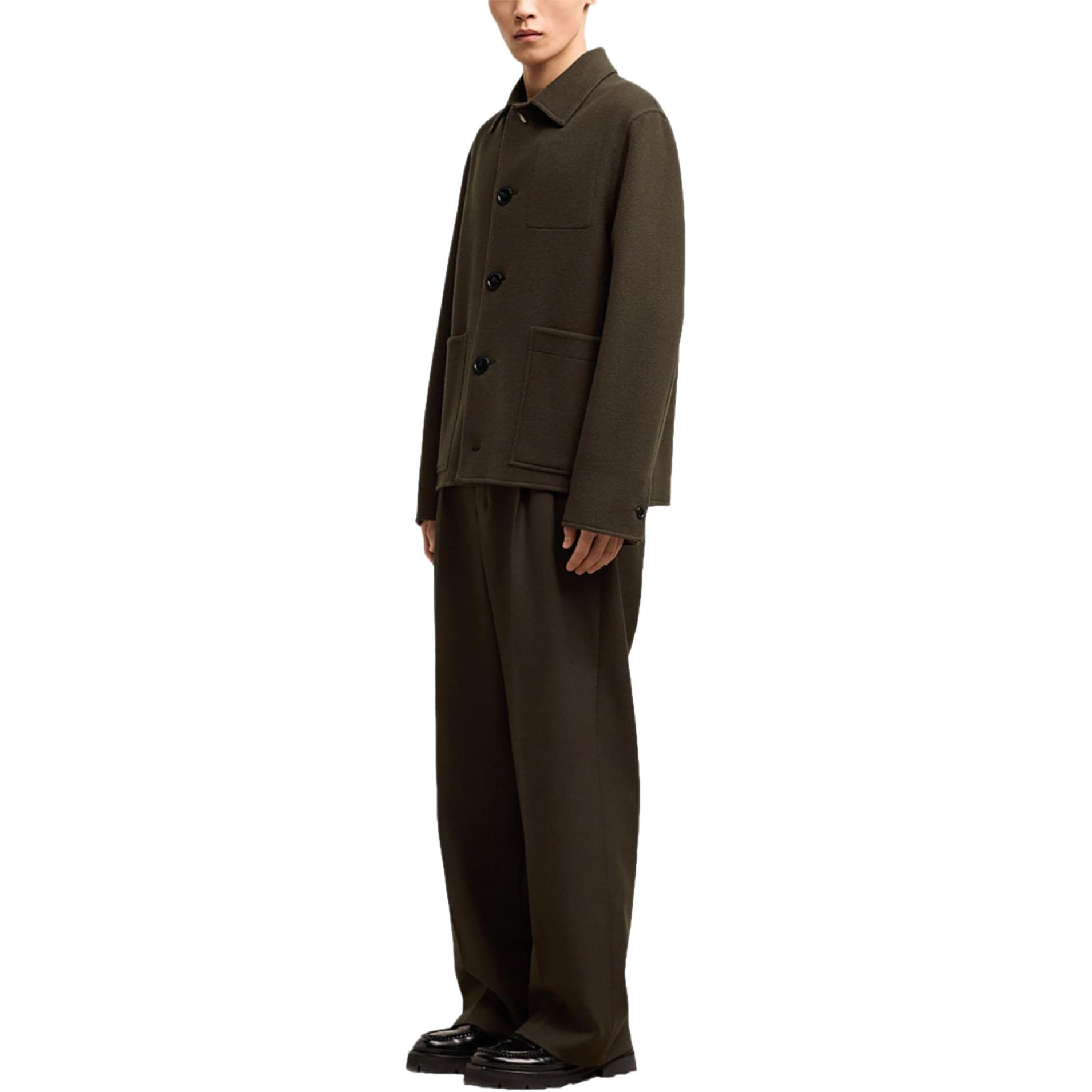 AMI Paris  Double-Sided Wool Long Sleeve Button-Up Jacket Coffee Brown. HJK268WV0022-BROWN 圖 5