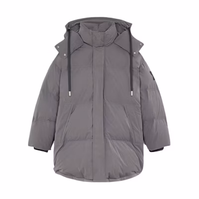 AMI PARIS Gray Solid Color Zip-Up Hoodie Jacket H21OW206299-050