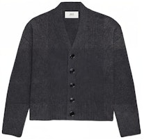 AMI PARIS Grey V-Neck Button-Up Loose Cardigan Sweater. UKC110KN0028-055 AMI PARIS Grey V-Neck Button-Up Loose Cardigan Sweater. UKC110KN0028-055