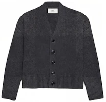 Order AMI PARIS Grey V-Neck Button-Up Loose Cardigan Sweater. UKC110KN0028-055