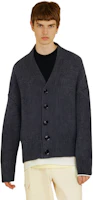 Shop AMI PARIS Grey V-Neck Button-Up Loose Cardigan Sweater. UKC110KN0028-055