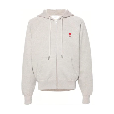 AMI PARIS Heart Logo Embroidered Zip-Up Hoodie Jacket USW415747-0951