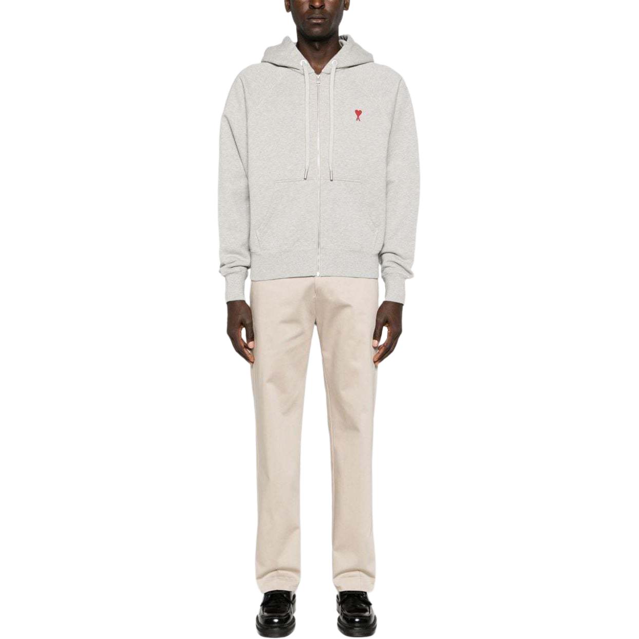 Lookbook AMI PARIS 心形標誌刺繡拉鍊連帽外套 USW415747-0951