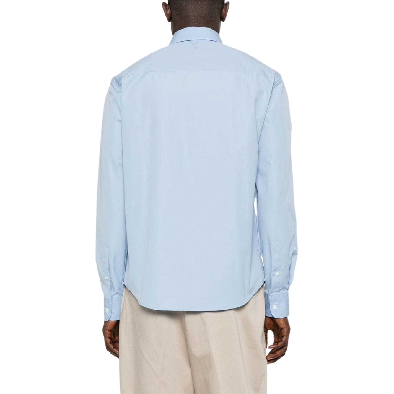 AMI PARIS  Light Blue Logo Embroidered Button-Up Long Sleeve Shirt USH150CO0063-484 圖 4