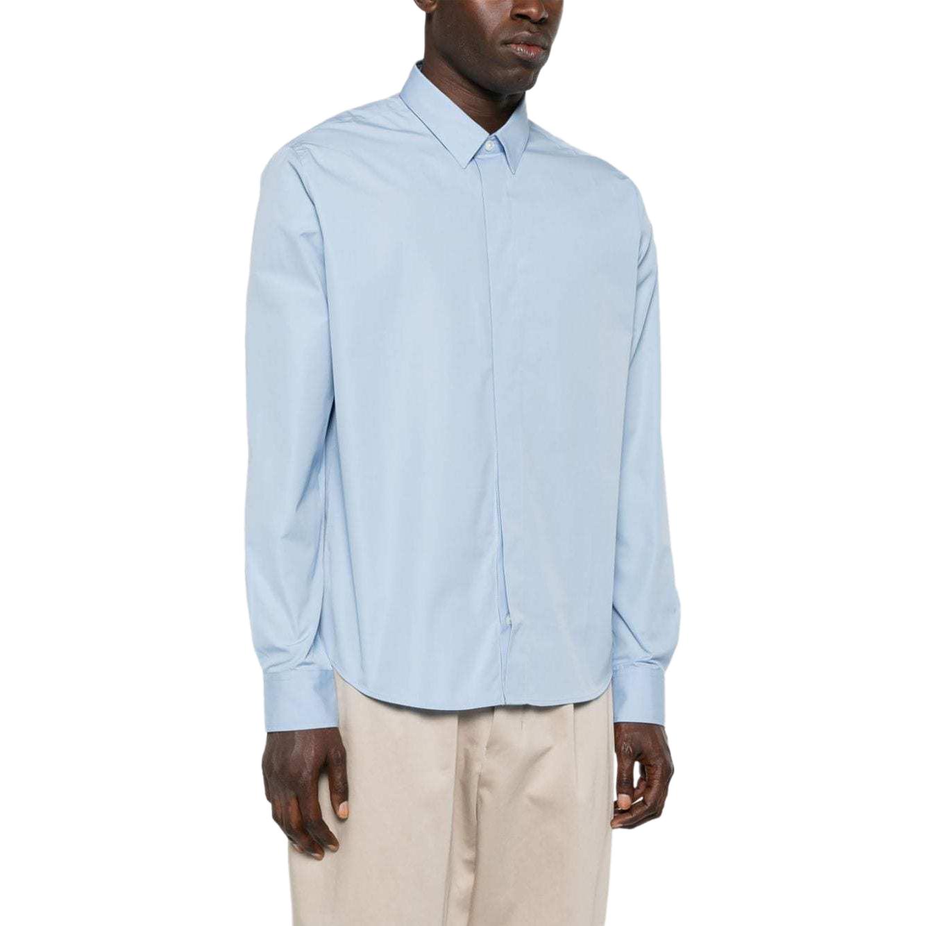 AMI PARIS  Light Blue Logo Embroidered Button-Up Long Sleeve Shirt USH150CO0063-484 圖 5