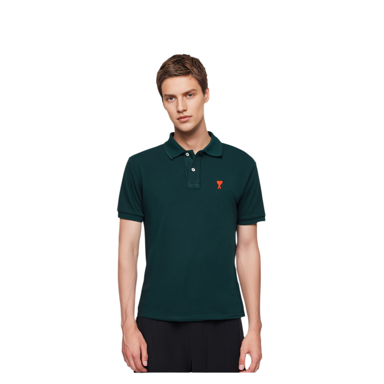 AMI Paris  Logo Embroidered Short Sleeve T-Shirt - Dark Green E22HPL001760311 圖 6