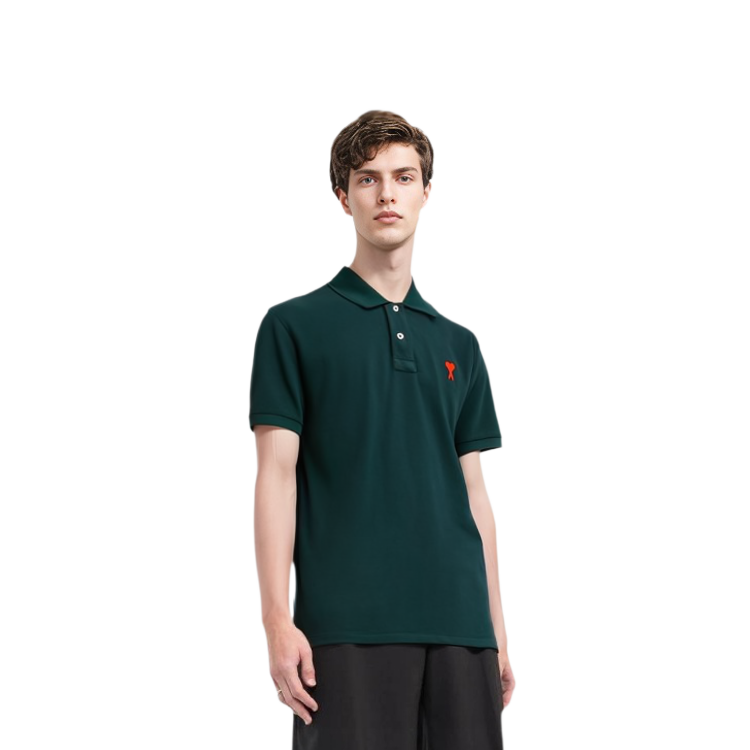 AMI Paris  Logo Embroidered Short Sleeve T-Shirt - Dark Green E22HPL001760311 圖 7