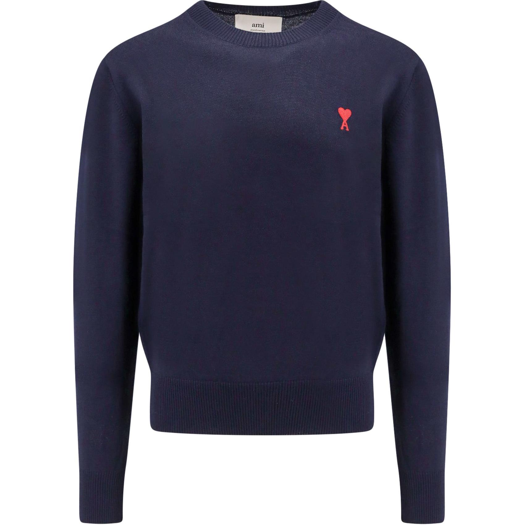 AMI Paris  Navy Blue Heart Embroidered Crewneck Sweater. BFHKS111KN0025-430 圖 2