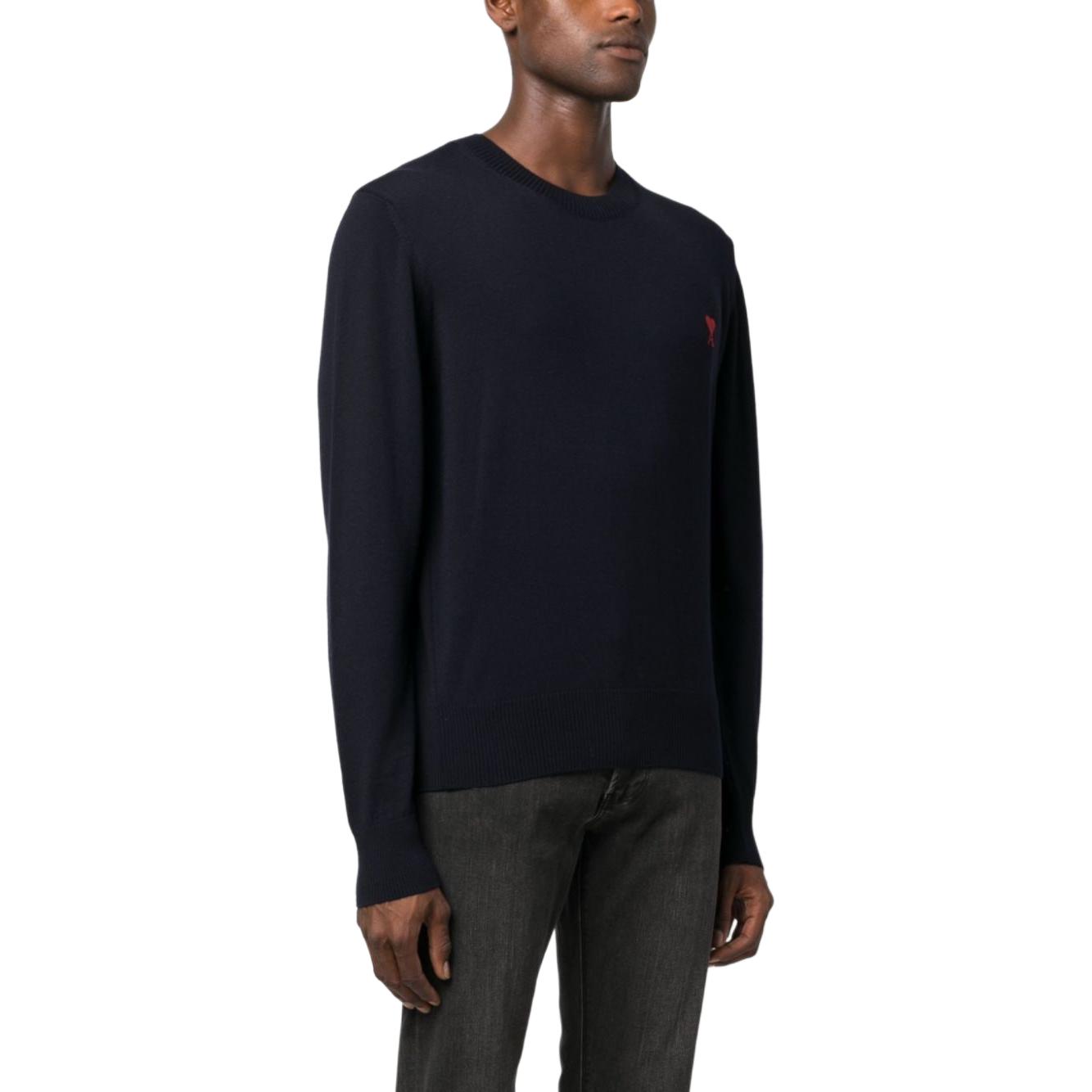 AMI Paris  Navy Blue Heart Embroidered Crewneck Sweater. BFHKS111KN0025-430 圖 4