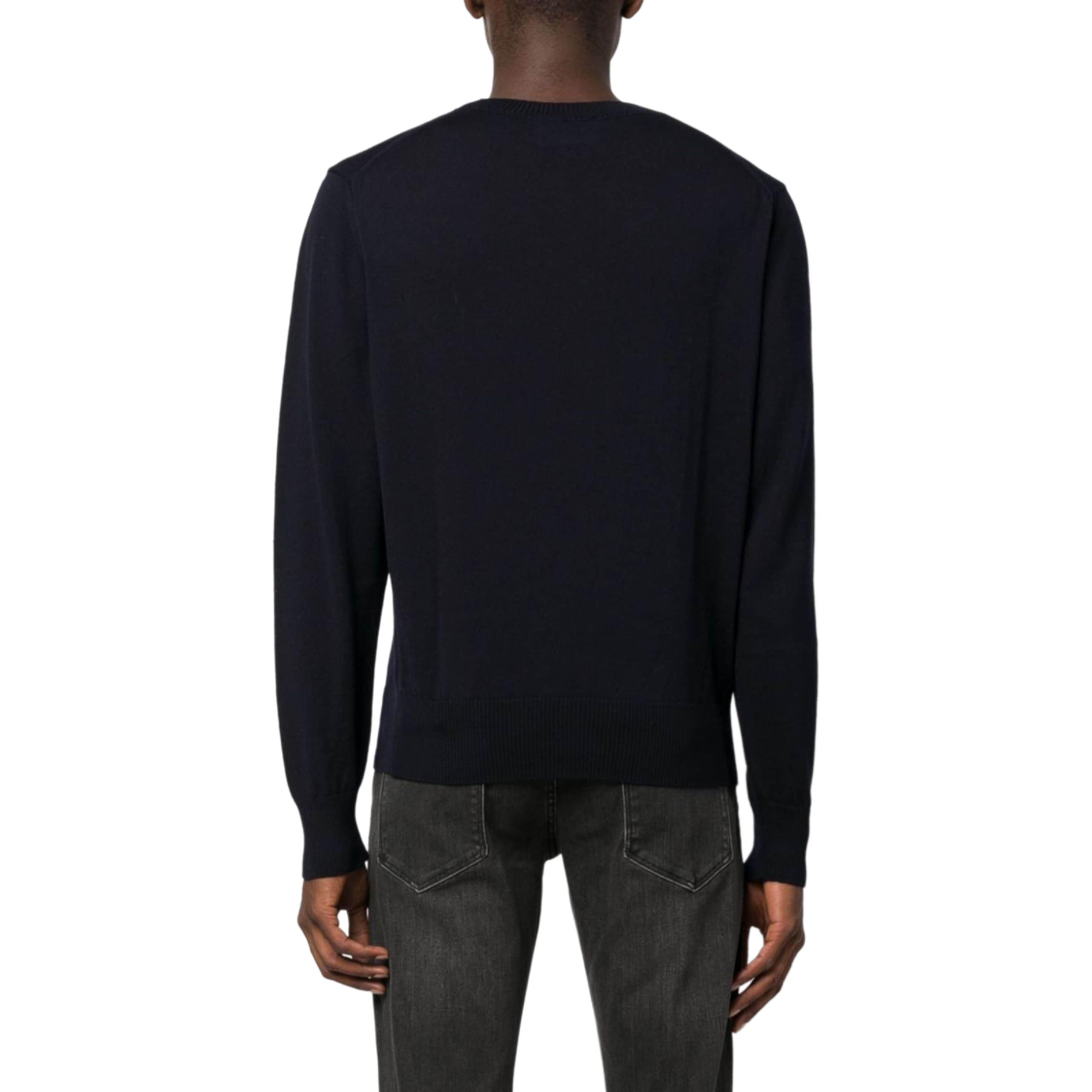 AMI Paris  Navy Blue Heart Embroidered Crewneck Sweater. BFHKS111KN0025-430 圖 5