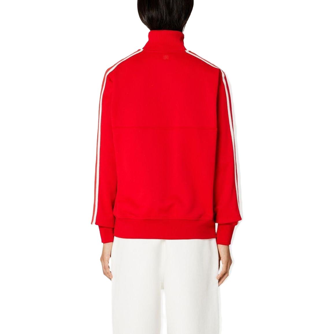 AMI PARIS  Navy Zip-Up Sweatshirt with Striped Trim & Logo Design HSW518JE0005-681 圖 4