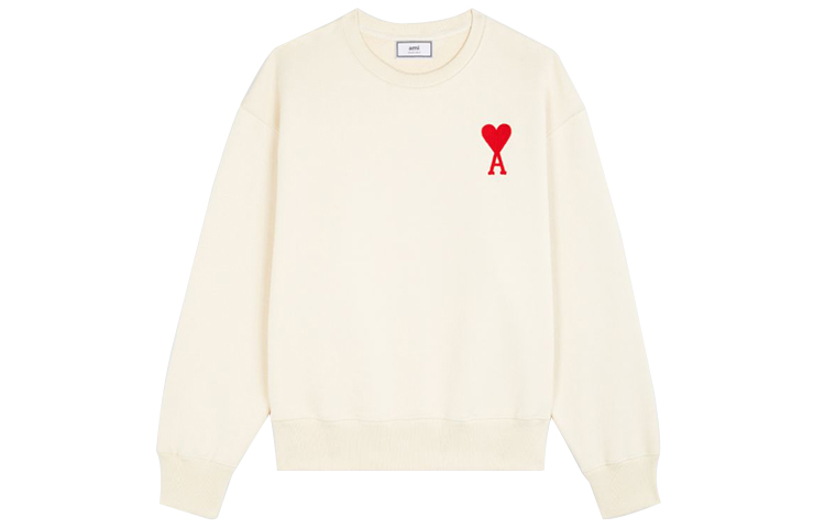 AMI PARIS  Off-White Heart Logo Crewneck Sweatshirt. H20HJ034747-150