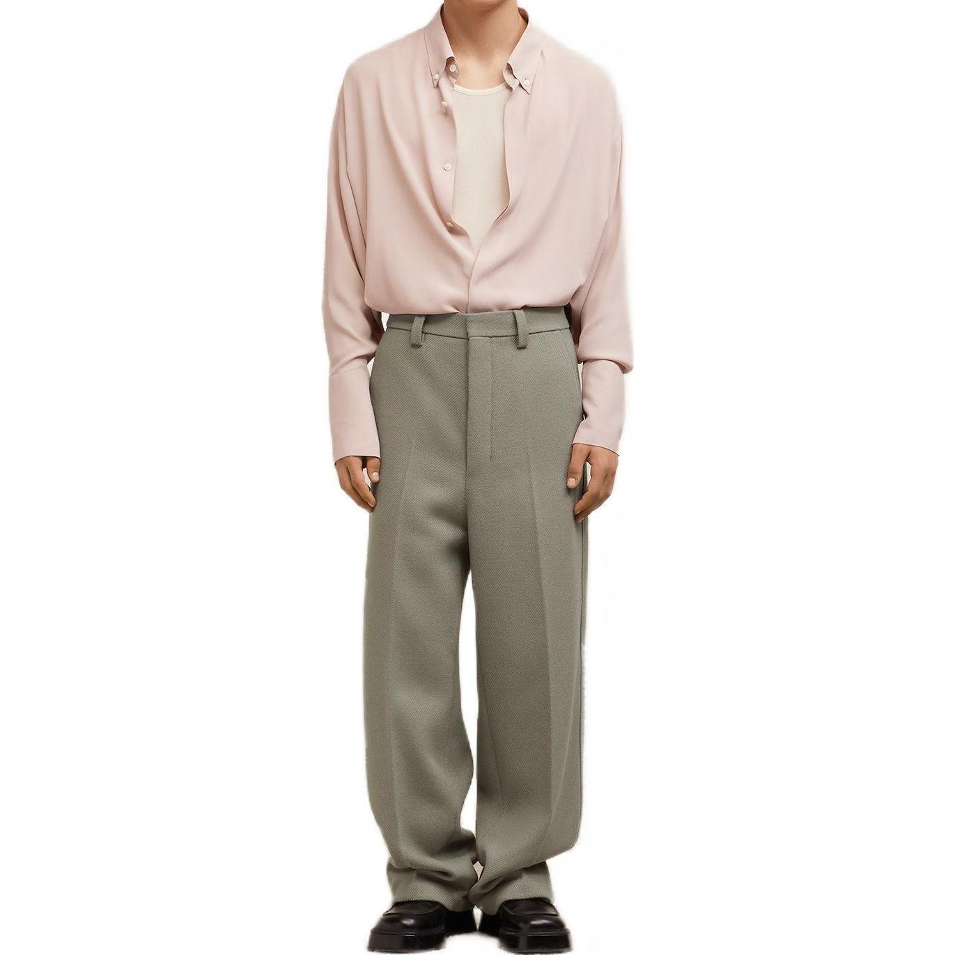 Lookbook 아미 파리 릴랙스 핏 솔리드 그린 수트 팬츠 HTR403WV0016281