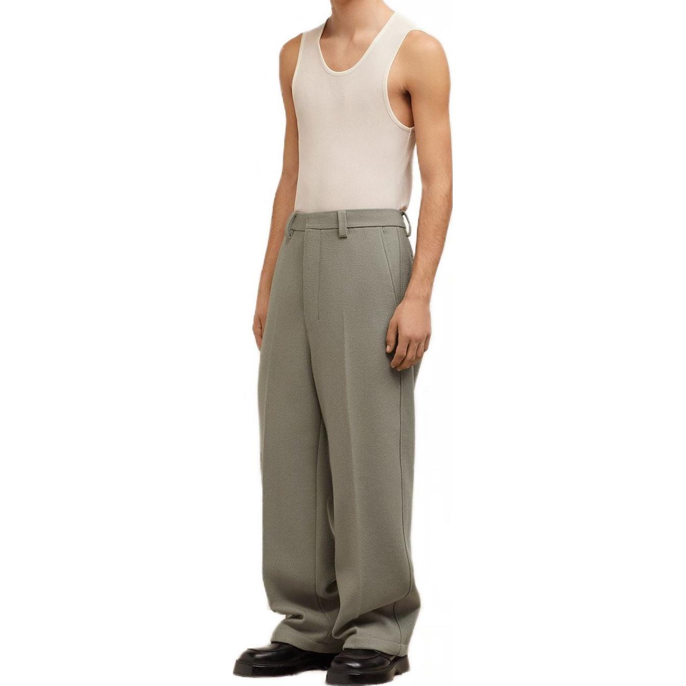 Shop 아미 파리 릴랙스 핏 솔리드 그린 수트 팬츠 HTR403WV0016281