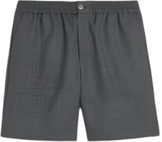 AMI Paris Relaxed Straight Shorts Smoke Grey Elastic Waist Casual HSO303WV0043 AMI Paris Relaxed Straight Shorts Smoke Grey Elastic Waist Casual HSO303WV0043