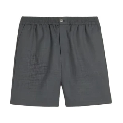AMI Paris Relaxed Straight Shorts Smoke Grey Elastic Waist Casual HSO303WV0043