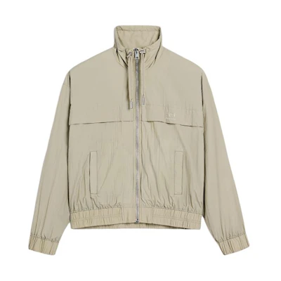 AMI PARIS Short Outdoor Jacket with Stand Collar and Pocket Design in Olive. HJK051PA0009