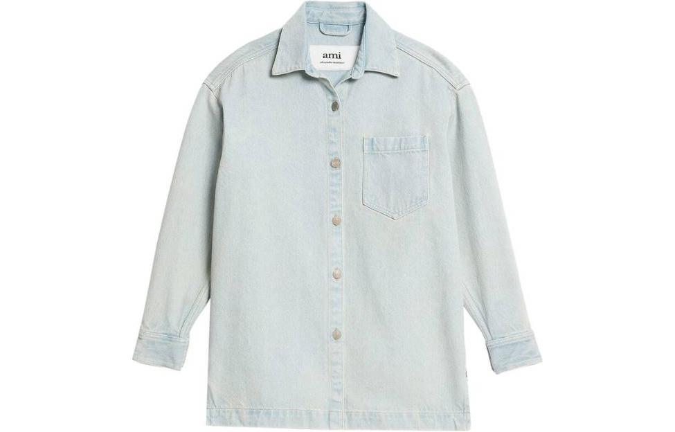 AMI PARIS  Solid Color Casual Button-Up Long Sleeve Shirt. UJK221DE0002448