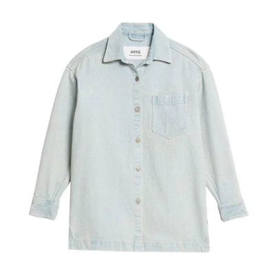 AMI PARIS Solid Color Casual Button-Up Long Sleeve Shirt. UJK221DE0002448