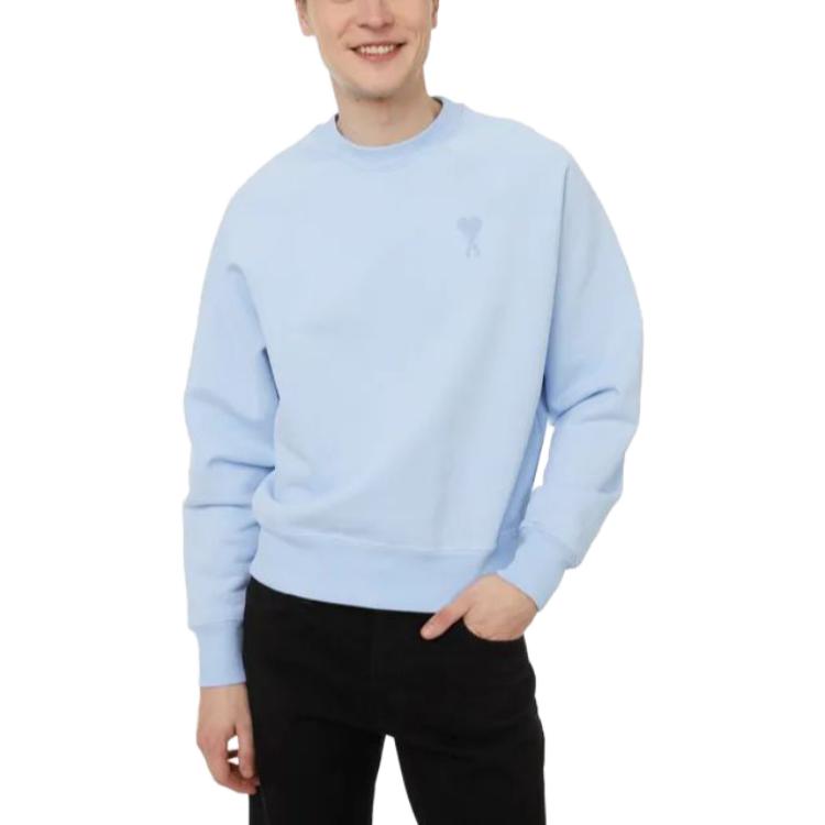 AMI PARIS  Solid Color Graphic Crewneck T-Shirt. USW004-747-BLEU-CIEL 圖 3