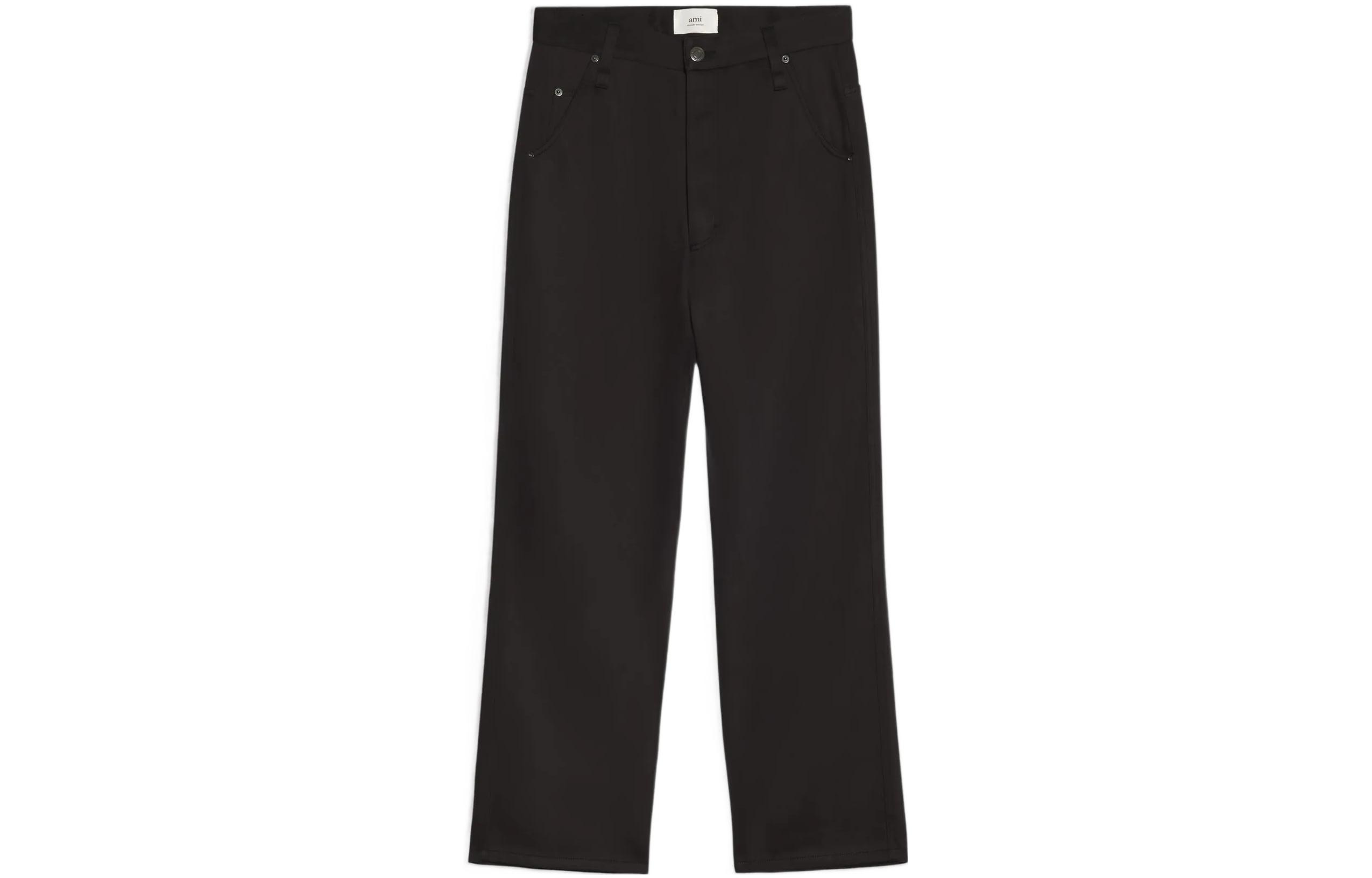 AMI PARIS  Solid Color Loose Fit Straight Casual Pants HTR102-223001