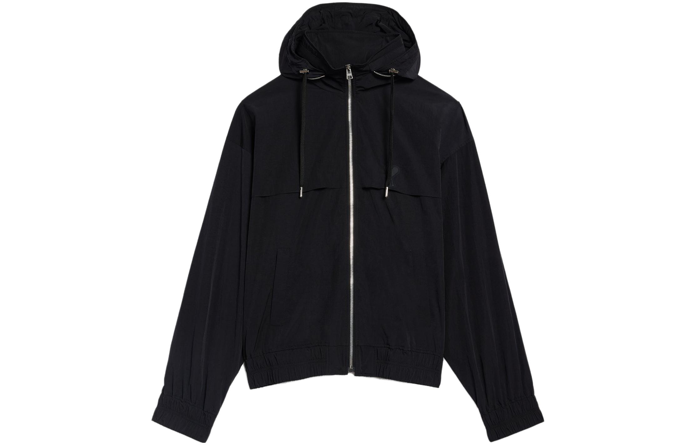 AMI PARIS  Solid Color Zip-Up Hoodie Jacket. UJK048276-001