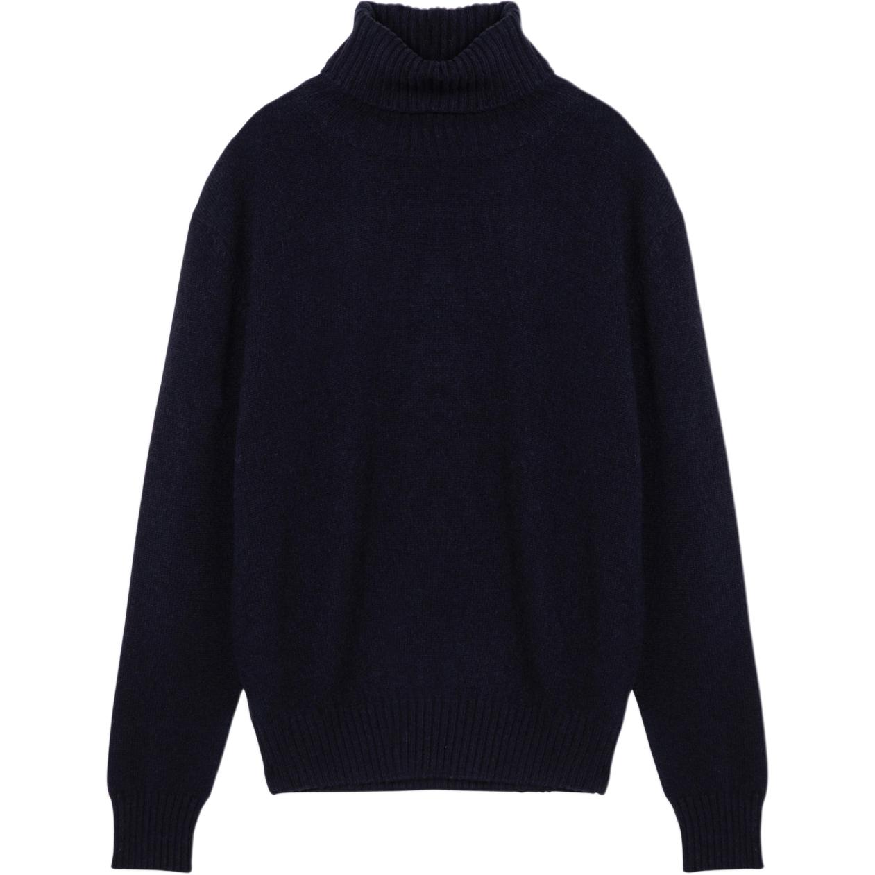 AMI Paris  Solid Navy Blue Turtleneck Slim Fit Sweater Long Sleeve HKS4570054011 圖 2