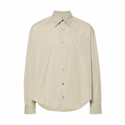 AMI PARIS Solid Sage Green Long Sleeve Button-Up Shirt USH116CO0063-317