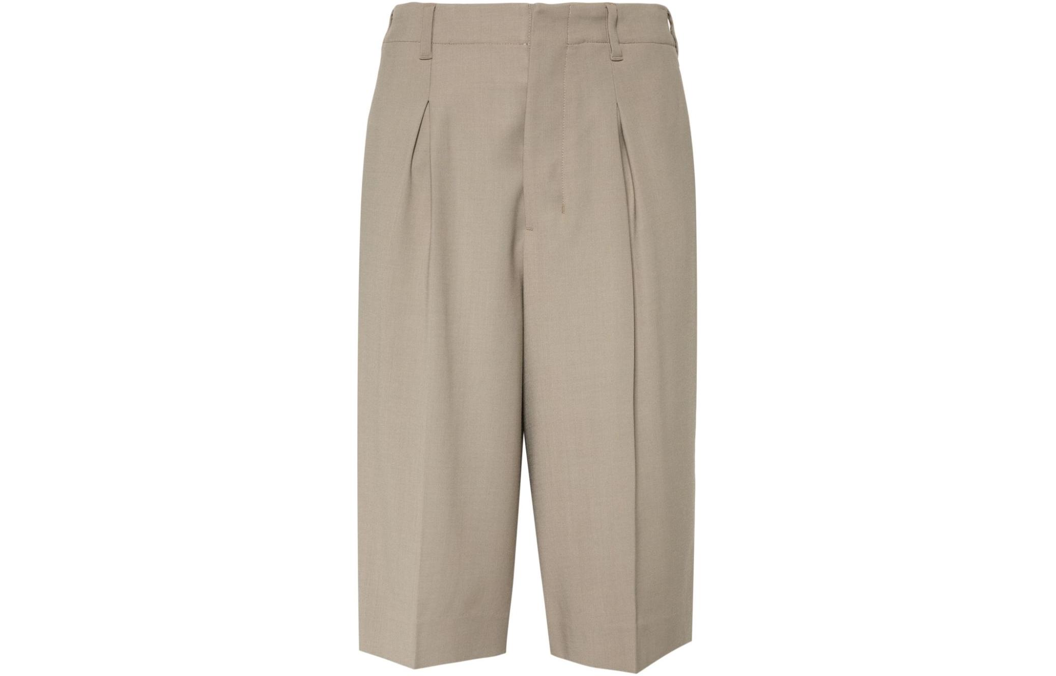 AMI PARIS  Solid Slim-Fit Hidden Button Casual Shorts Greyish Brown FSO305VI00072-811