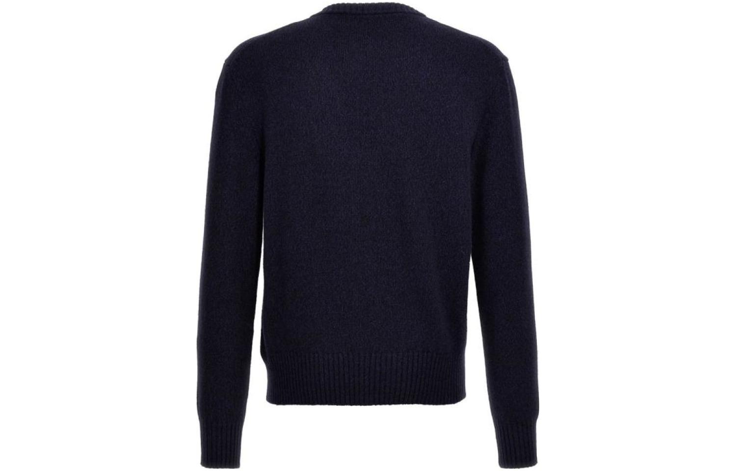 Lookbook AMI PARIS 經典V領開襟毛衣 藍色 HKC127005-430