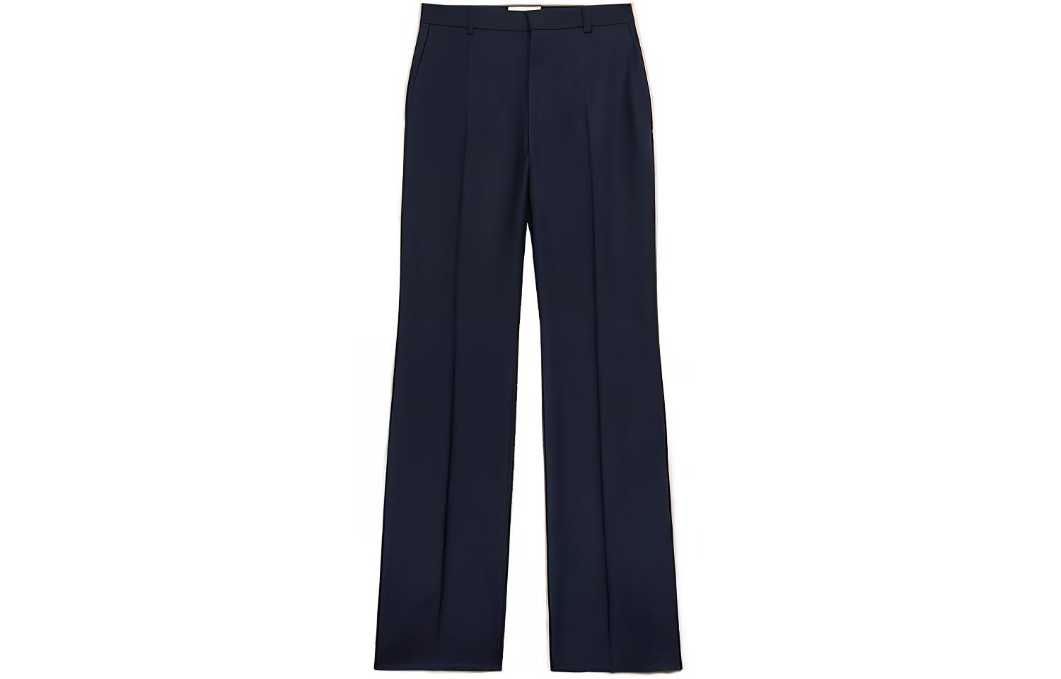 AMI PARIS  Solid Wide-Leg Casual Pants Deep Blue. HTR415WV0026430