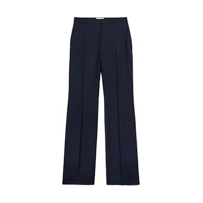 AMI PARIS Solid Wide-Leg Casual Pants Deep Blue. HTR415WV0026430