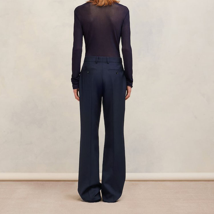 Shop Pantalones Casual AMI PARIS Anchos de Pierna Sólidos Azul Oscuro. HTR415WV0026430