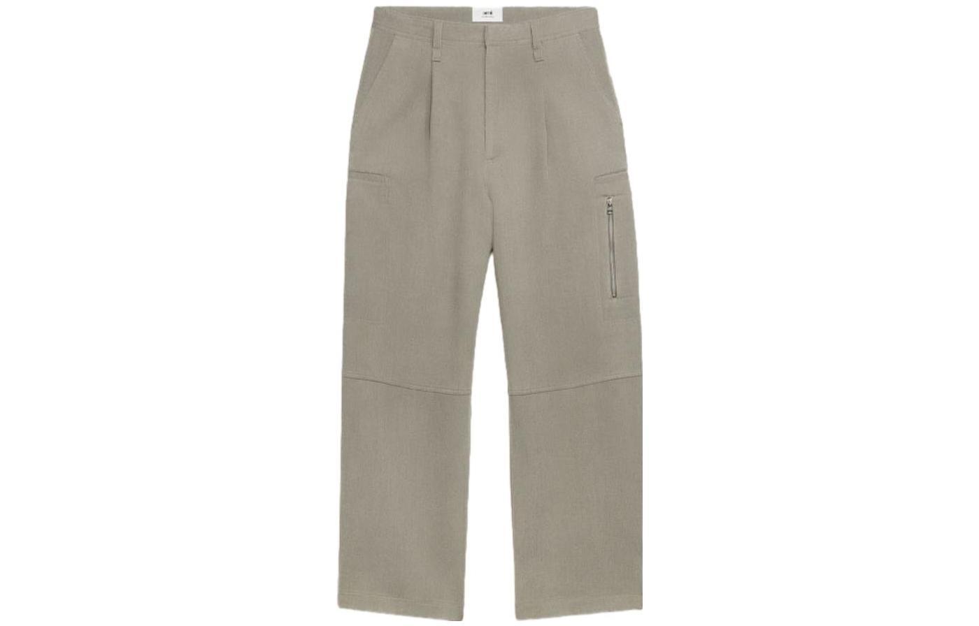 AMI PARIS  Straight-Leg Cargo Pants with Side Zippers Greyish Brown HTR301WV0030-281 圖 2
