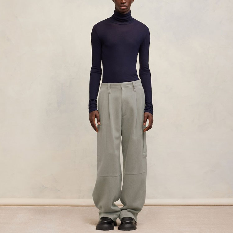 AMI PARIS  Straight-Leg Cargo Pants with Side Zippers Greyish Brown HTR301WV0030-281 圖 3