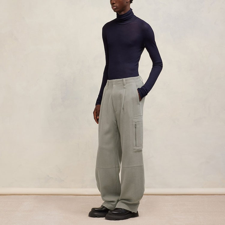 AMI PARIS  Straight-Leg Cargo Pants with Side Zippers Greyish Brown HTR301WV0030-281 圖 5