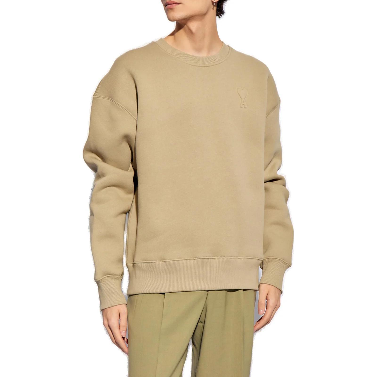 AMI PARIS  Tan Logo Patch Oversized Fit Crewneck Sweatshirt Long Sleeve USW025749-317 圖 3